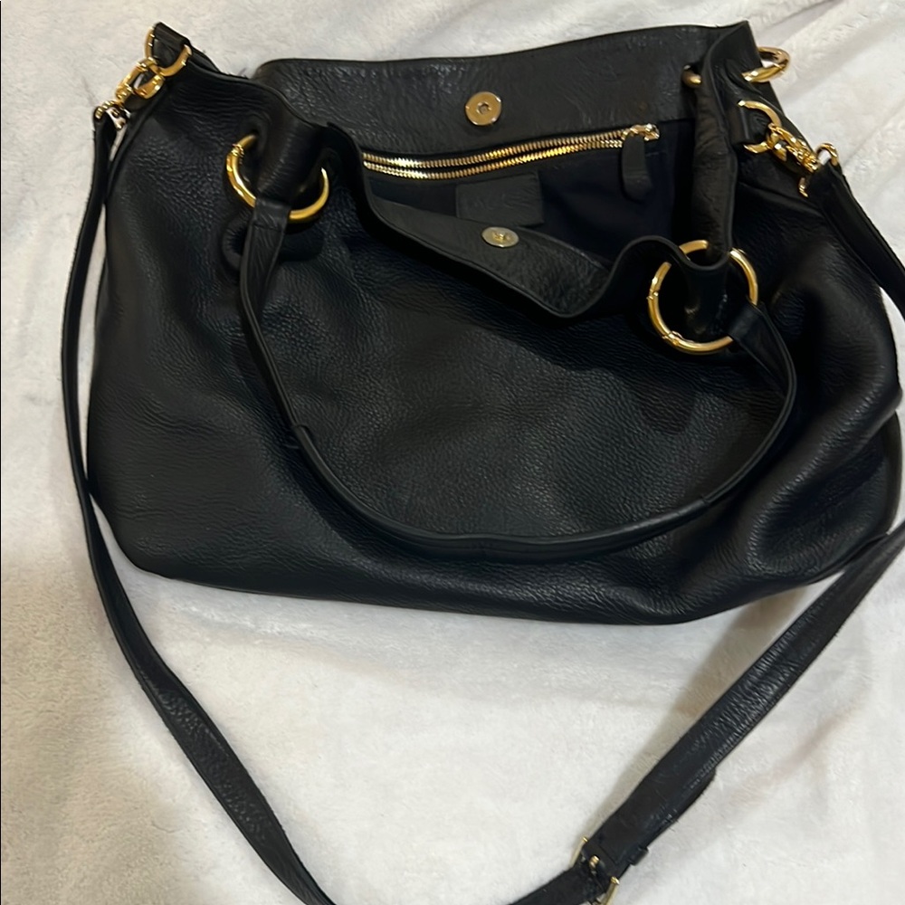 Black and Gold Structured Shoulder Bag